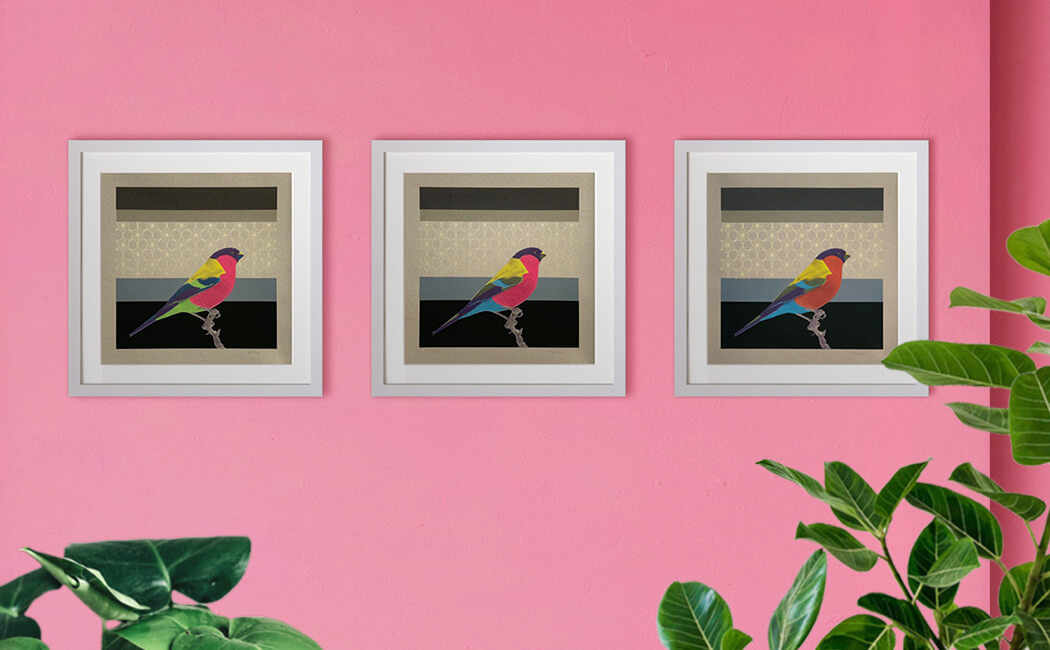 Paradiesvogel - Siebdruck gerahmt