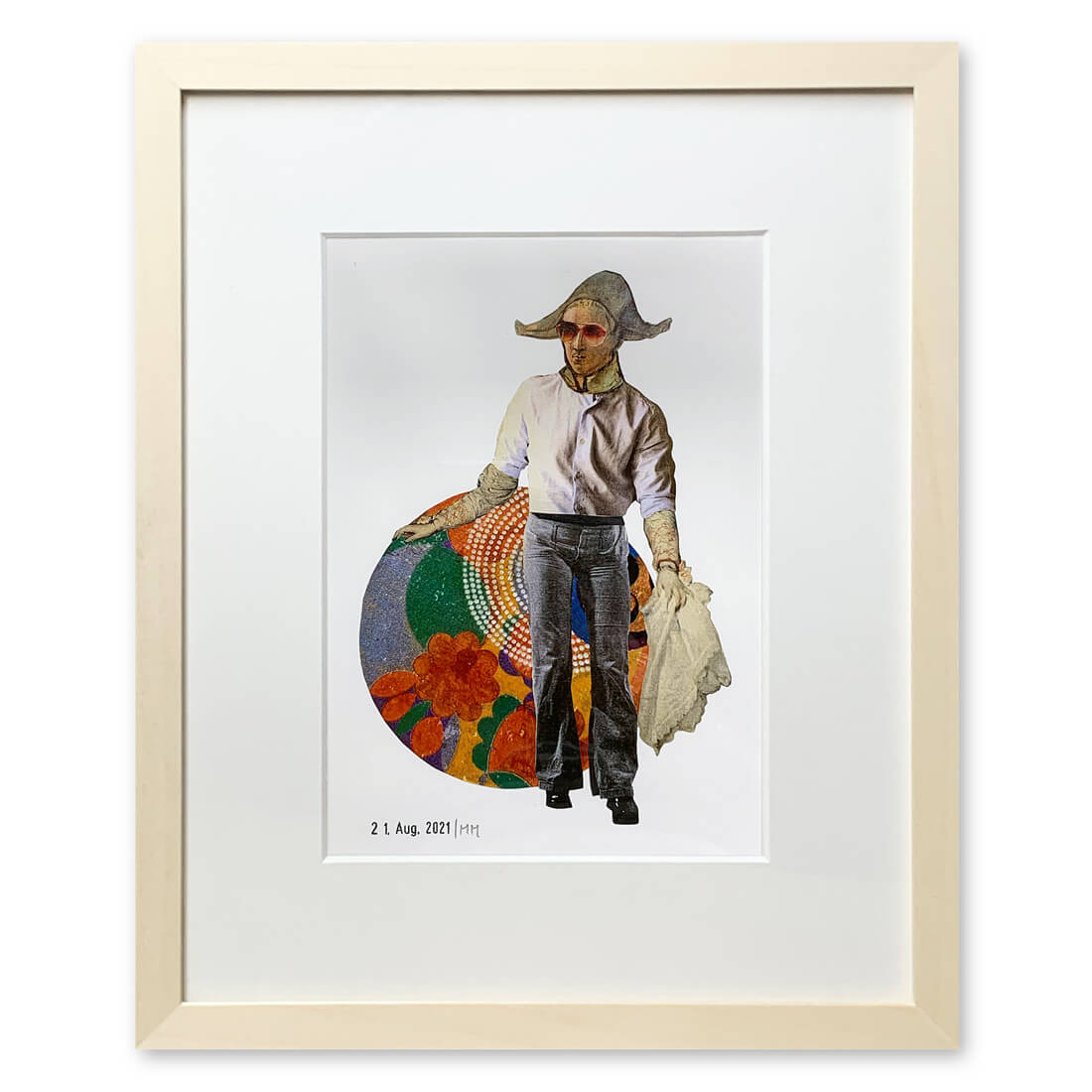 Qunstwerk - Collage gerahmt | Kunstliebhaber - Collage auf Papier