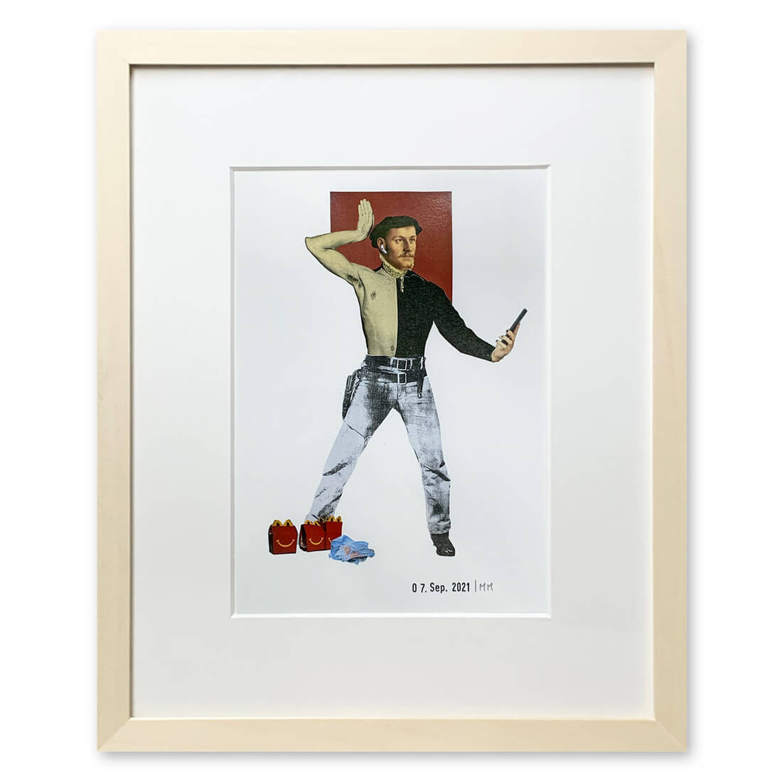 Qunstwerk - Collage gerahmt | Kunstliebhaber - Collage auf Papier