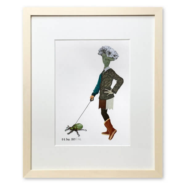 Qunstwerk - Collage gerahmt | Kunstliebhaber - Collage auf Papier