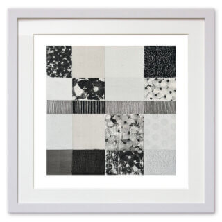 Qunstwerk - Malerei gerahmt | Monochrom - Acryl, Transfer, Graphit, Wachspastell und Tusche auf Papier
